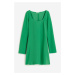 H & M - Žerzejové šaty's hranatým výstřihem - zelená