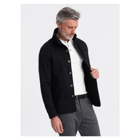 Ombre Men's button-down sweatshirt with casual collar - black