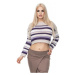 Barevný krátký svetr s fialovými pásy pro dámy