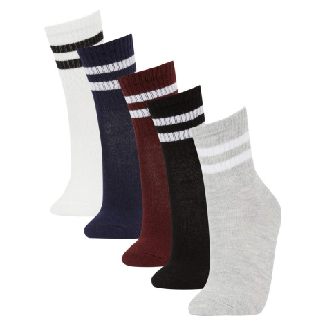 DEFACTO dívčí dlouhé bavlněné ponožky, balení po 5 kusech