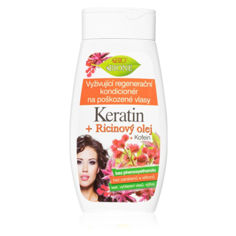 Bione Cosmetics Keratin + Ricinový olej regenerační kondicionér pro slabé a poškozené vlasy 260 