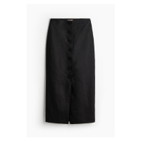 H & M - Propínací lněná sukně - černá