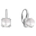 JwL Luxury Pearls Stříbrné náušnice s bílou perlou a zirkony JL0594