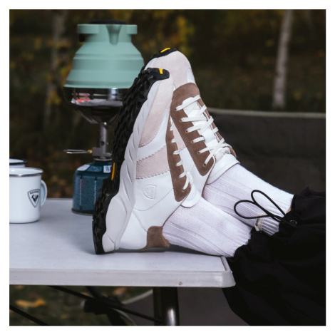 Botas Nordic Mellow - Dámské kožené outdoorové tenisky / botasky bílo-hnědé česká výroba ze Zlín Vasky