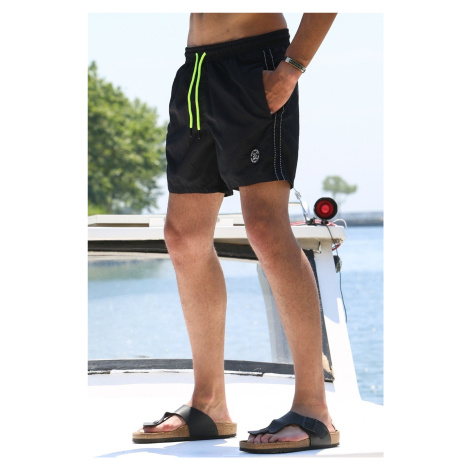 Madmext Black Swimming Trunks with Side Stripes and Arms 2943