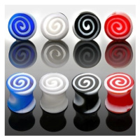 Plug do ucha - barevné spirály - Tloušťka : 8 mm, Barva piercing: Červená