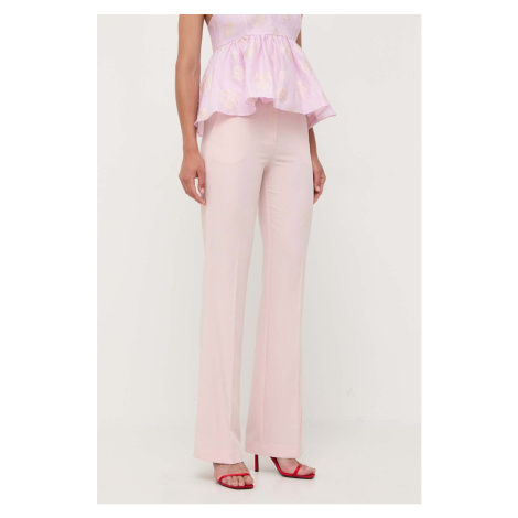 Kalhoty Guess dámské, růžová barva, jednoduché, high waist