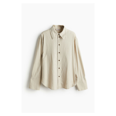 H & M - Objemná košile z lněné směsi - béžová H&M