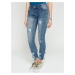 Jeans with tears and decorative zipper blue