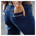 Blancheporte Rovné džíny s výšivkou modrá