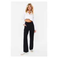 Trendyol Black Rolled Waist Detail Wide Leg Woven Trousers