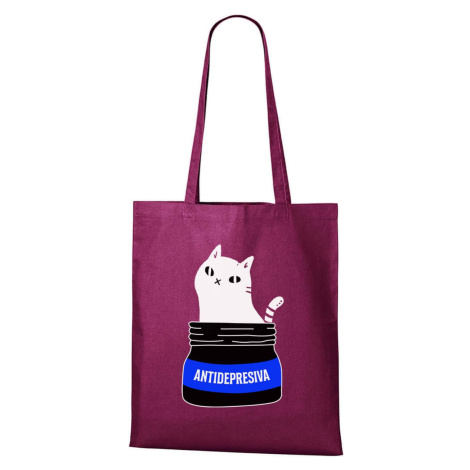 DOBRÝ TRIKO Bavlněná taška s kočkou ANTIDEPRESIVA Barva: Fuchsiová