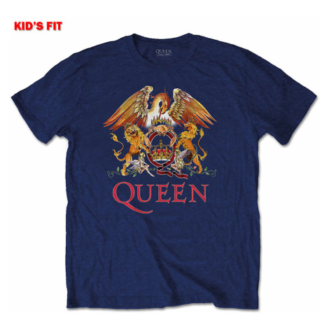 Queen tričko, Classic Crest Navy Blue, dětské RockOff