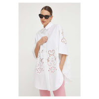 Košile Liviana Conti dámská, bílá barva, relaxed, s klasickým límcem, F4SQ10