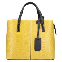 Borse In Pelle Kožená žlutá dámská kabelka do ruky v kroko designu Merle Žlutá