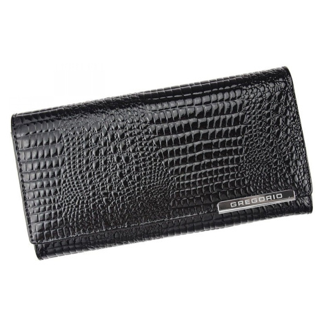 Luxusní velká dámská kožená peněženka Fredy, černá GREGORIO