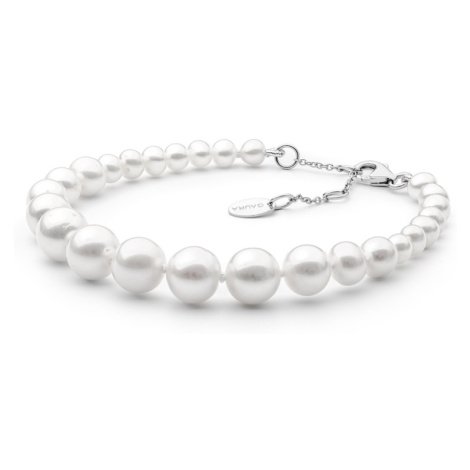 Gaura Pearls Perlový náramek Bianca - sladkovodní perla, stříbro 925/1000 204-100B 18 cm (XS) Bí