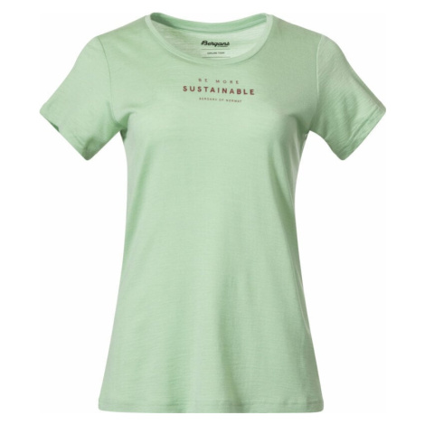 Bergans Graphic Wool Tee Women Light Jade Green/Chianti Red Outdoorové tričko