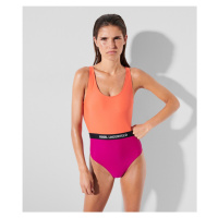 Plavky karl lagerfeld colour block swimsuit růžová