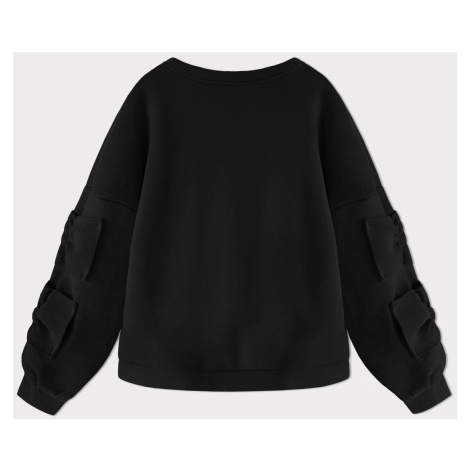 Černá teplá dámská mikina s mašlemi (23999) Made in Italy