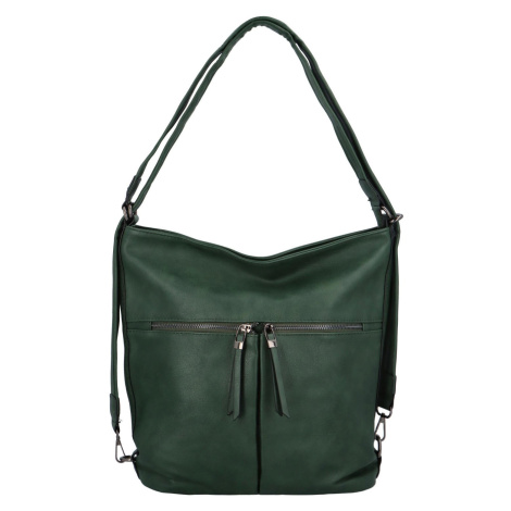 Trendy dámský koženkový kabelko-batoh Renee, zelená ROMINA & CO