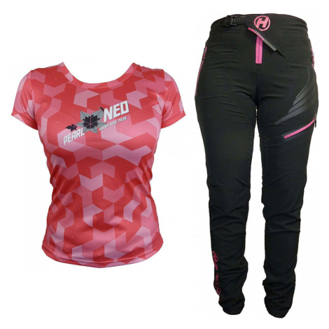 HAVEN Cyklistický MTB dres a kalhoty - PEARL NEO LADY - černá/růžová