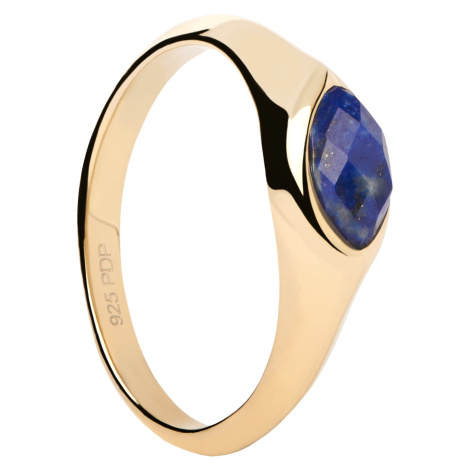 PDPAOLA Pozlacený prsten Lapis Lazuli Nomad Vanilla AN01-A49 54 mm