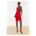 Trendyol Red Tie Detailed Knitted Evening Dress