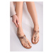 Bronzové kožené sandály 1-28155