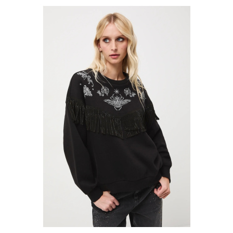 Mikina Medicine dámská, černá barva, s aplikací