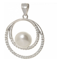 Stříbrný přívěšek s bílou perlou AGH645