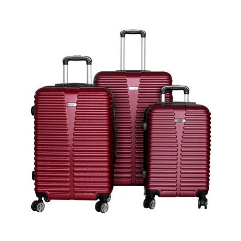 Monopol Lex Sada 3 Cestovních kufrů skořepinové, M/L/XL vínově červená
