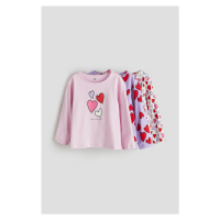 H & M - Žerzejové triko's dlouhým rukávem 3 kusy - růžová