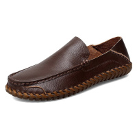 Kožené a semišové loafers pánské prošívané mokasíny