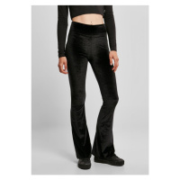 Ladies High Waist Velvet Boot Cut Leggings - black