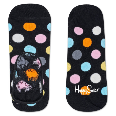 Černé nízké ponožky Happy Socks s barevnými puntíky, vzor Big Dot