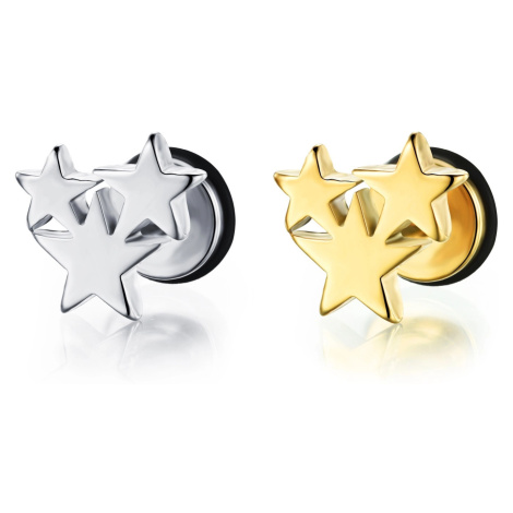 Falešné ocelové plugy do uší - spojené hvězdy, různé vzory - Barva: Zlatá Šperky eshop
