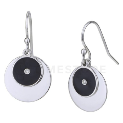Stříbrné náušnice s diamantem, kruhový design TS-EA-0245