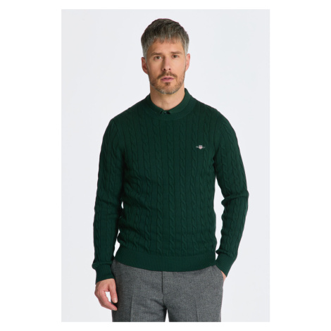 SVETR GANT COTTON CABLE C-NECK zelená