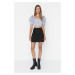 Trendyol Black Asymmetrical Closure High Waist Mini Denim Skirt