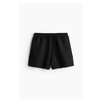 H & M - Natahovací šortky z lněné směsi - černá