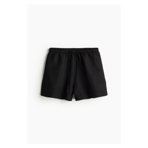 H & M - Natahovací šortky z lněné směsi - černá H&M