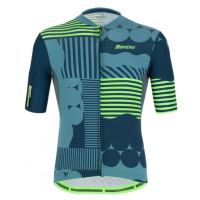 SANTINI Cyklistický dres s krátkým rukávem - DELTA OPTIC - modrá/zelená
