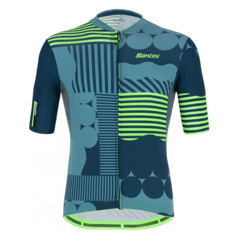 SANTINI Cyklistický dres s krátkým rukávem - DELTA OPTIC - modrá/zelená