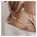 Manoki Perlový náhrdelník Laura - korálky Millefiori, bílé perly WA743G Zlatá 38 cm + 3 cm (prod