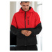 23691 Dewberry Two Color Hooded Mens Sports Coat-RED-BLACK