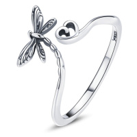 Stříbrné prsteny motýlek a růže