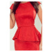 Červené elegantní midi šaty s volánky