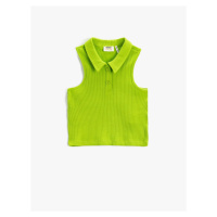 Koton Crop Top Polo Neck Buttoned Sleeveless Ribbed