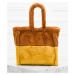 Dámská velká oboustranná kabelka s chlupem hnědo - žlutá